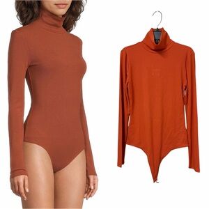 NWT Chelsea & Violet Ribbed Turtleneck Long Sleeve Bodysuit Thong S